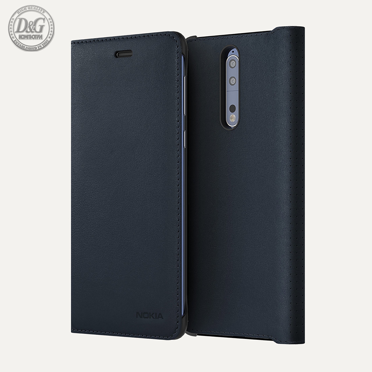 NOKIA 8 LEATHER FLIP COVER BLU