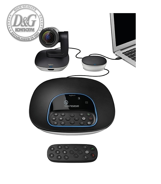 Logitech ConferenceCam Group, Full HD, Up To 14 Seats, Remote Control, HD Zoom, Autofocus, Black