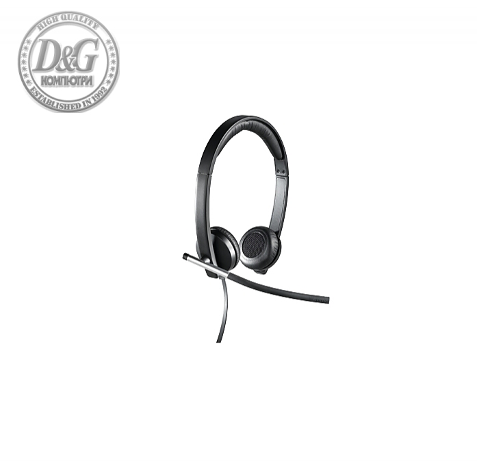 Logitech USB Headset H650e Stereo, Flexible Mic, In-line Controls, Echo Cancellation, Noise-cancelling, USB