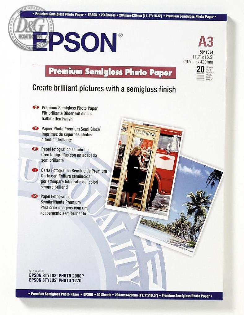 Epson Premium Semigloss Photo Paper, DIN A3, 251g/m2, 20 Blatt