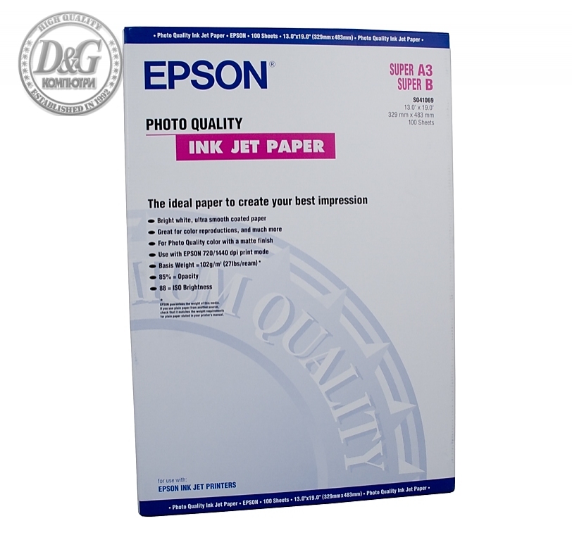 Epson Photo Quality Ink Jet Paper, DIN A3+, 104g/m2, 100 Blatt