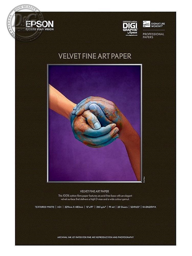 Epson Velvet Fine Art Paper, DIN A3+, 260 g/m2, 20 Sheets