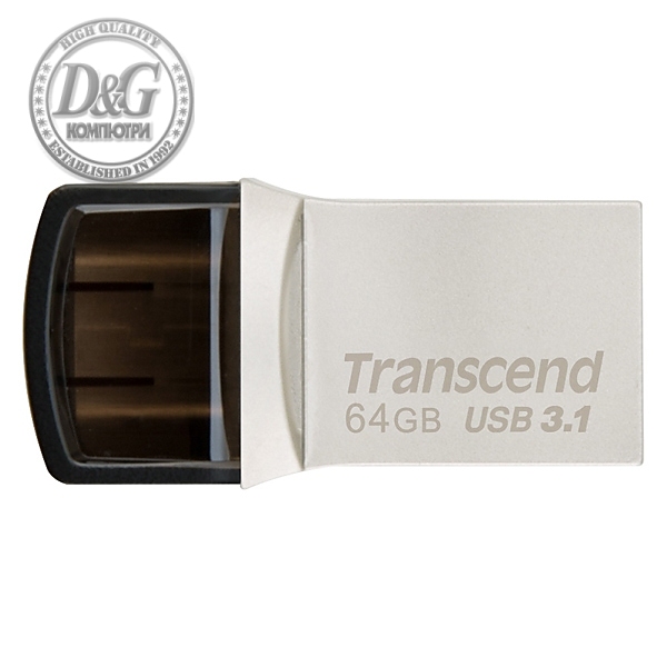 Transcend 64GB JETFLASH 890S, USB 3.1 Type C, Silver Plating