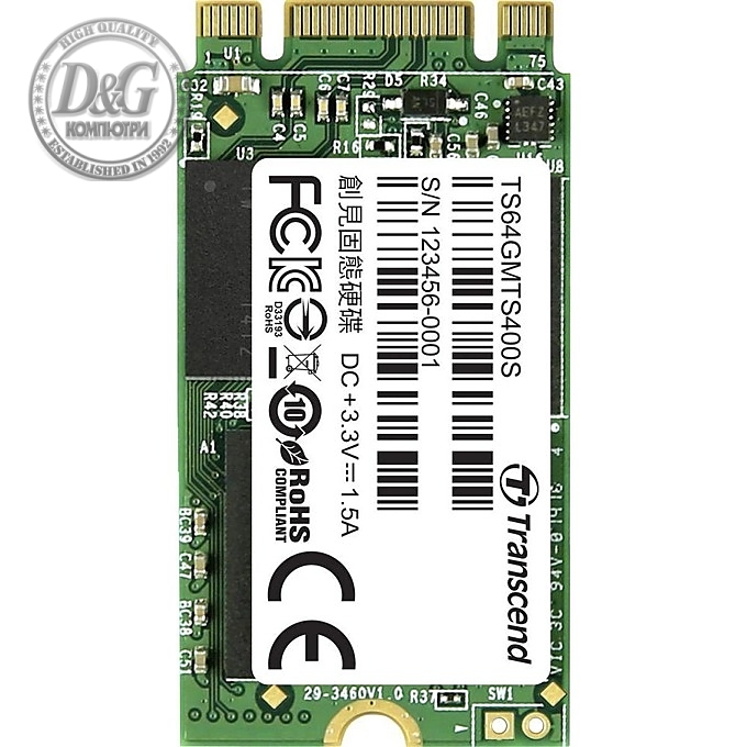 Transcend 64GB, M.2 2242 SSD 400S, SATA, MLC