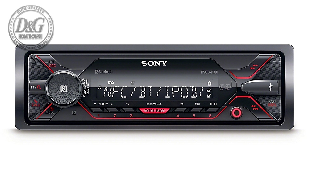 Sony DSX-A410BT In-car Media Receiver with USB, Red illumination