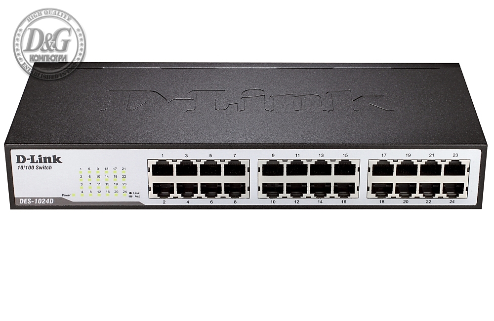 D-Link 24-Port 10/100Mbps Fast Ethernet Unmanaged Switch, rack mountable