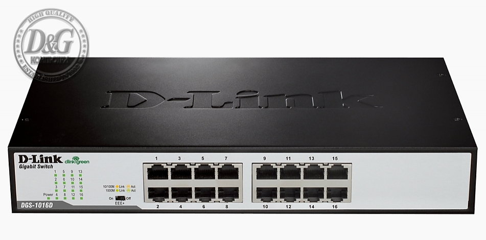 D-Link 16-Port 10/100/1000Mbps Copper Gigabit Ethernet Switch, rack mountable