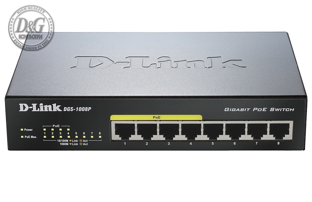 D-Link 8-port 10/100/1000 Desktop Switch w/ 4 PoE Ports