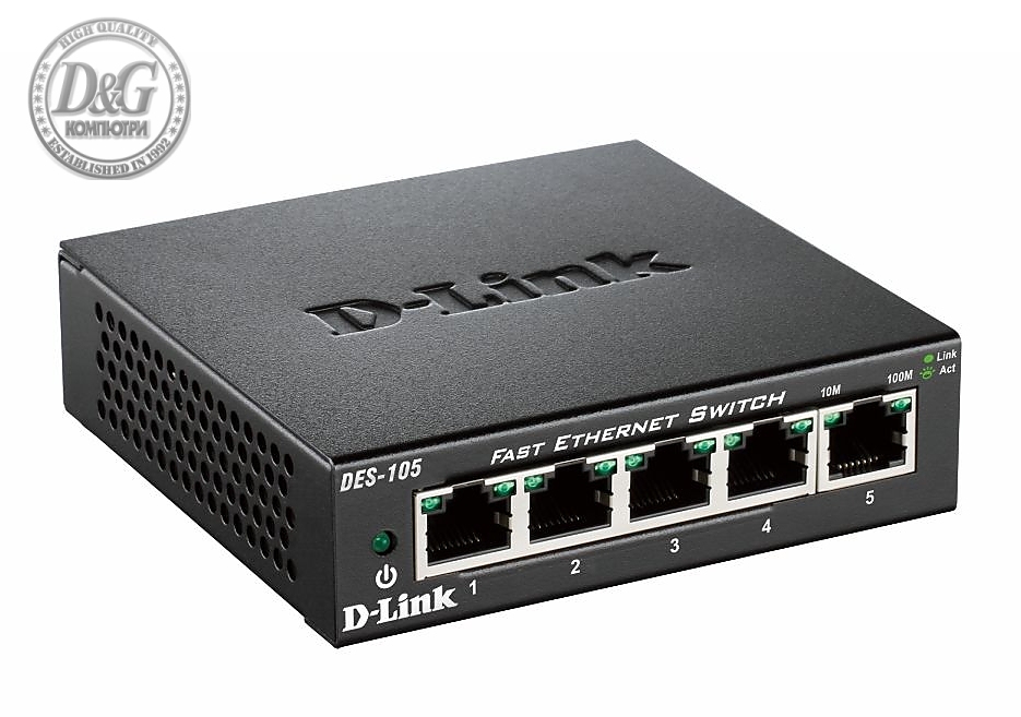 D-Link 5-port 10/100 Metal Housing Desktop Switch