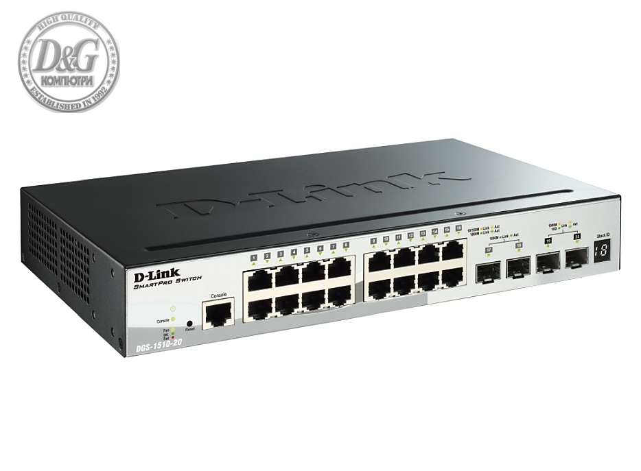 D-Link 20-Port Gigabit Stackable SmartPro Switch including 2 SFP ports and 2 x 10G SFP+ ports