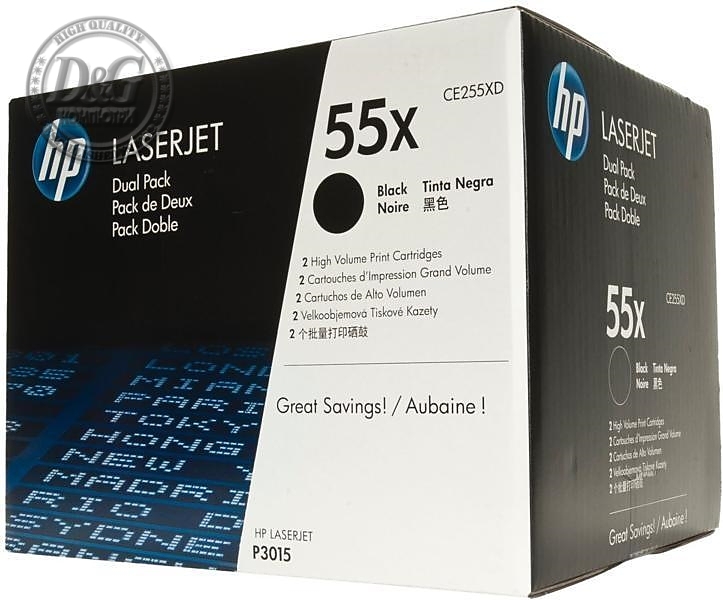 HP 55X Black Dual Pack LaserJet Toner Cartridges