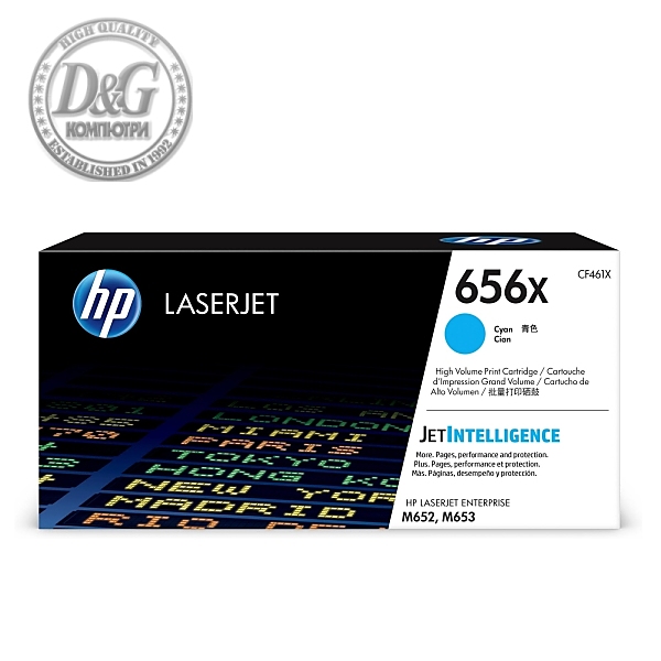 HP 656X High Yield Cyan Original LaserJet Toner Cartridge (CF461X)