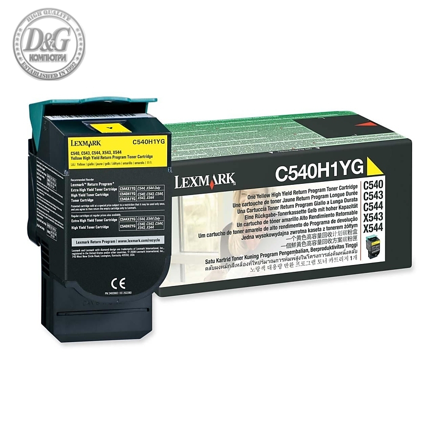 Lexmark C540H1YG C54x, X54x Yellow Return Programme 2K Toner Cartridge