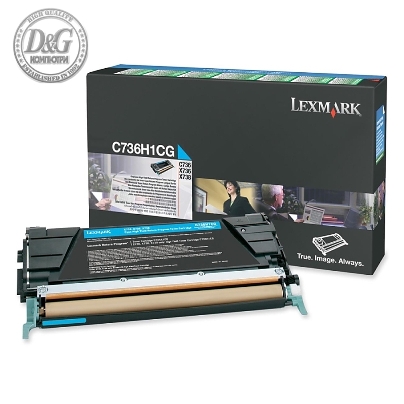 Lexmark C736H1CG C/X736, X738 Cyan Return Programme 10K Toner Cartridge