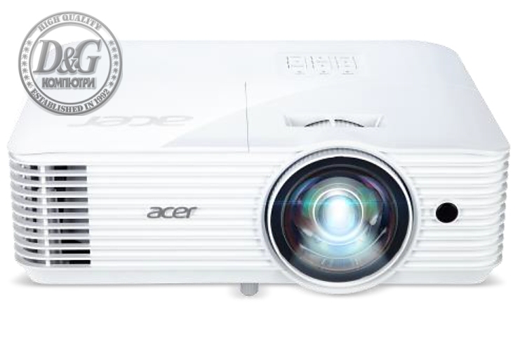 Acer Projector S1286H, DLP, Short Throw, XGA (1024x768), 3500 ANSI Lumens, 20000:1, 3D, HDMI, VGA, RCA, Audio in, Audio out, VGA out, DC Out (5V/1A, USB-A), Speaker 16W, Bluelight Shield, 3.1kg, White