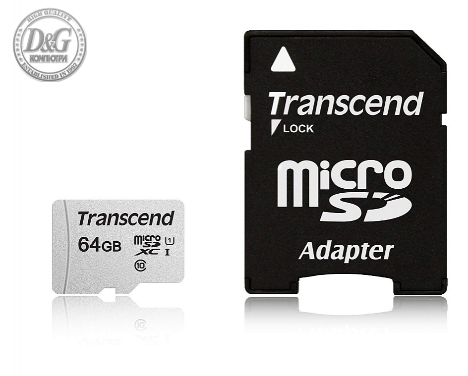 Transcend 64GB microSD w/ adapter UHS-I U1 A1