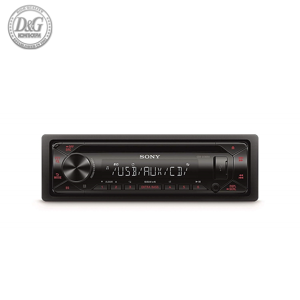 Sony CDX-G1300U In-car Media receiver with USB & Dash CD, Red illumination