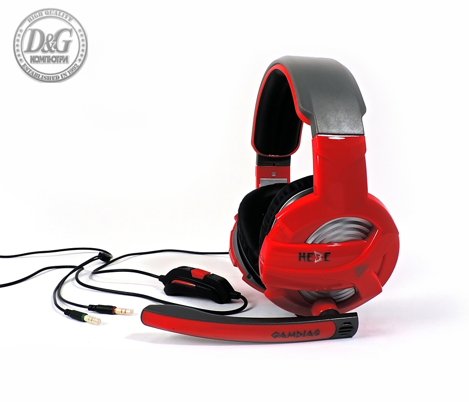 Жични Gaming Слушалки, Gamdias, HEBE GHS2300, Red/Black, 3.5mm 3pin