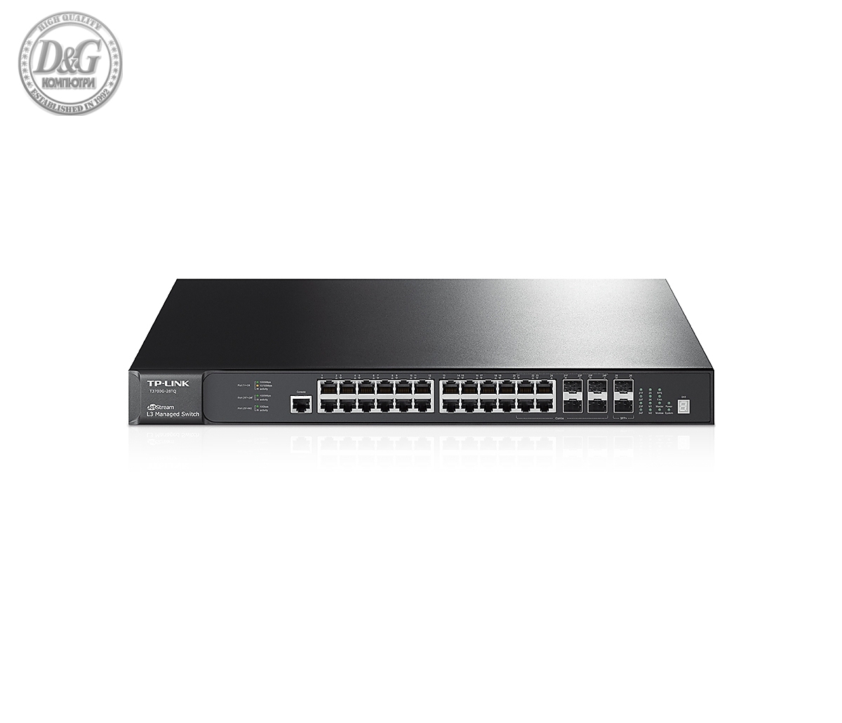 Комутатор TP-LINK T3700G-28TQ, 28Gbit порта L3, 4Gbit комбинирани SFP слота