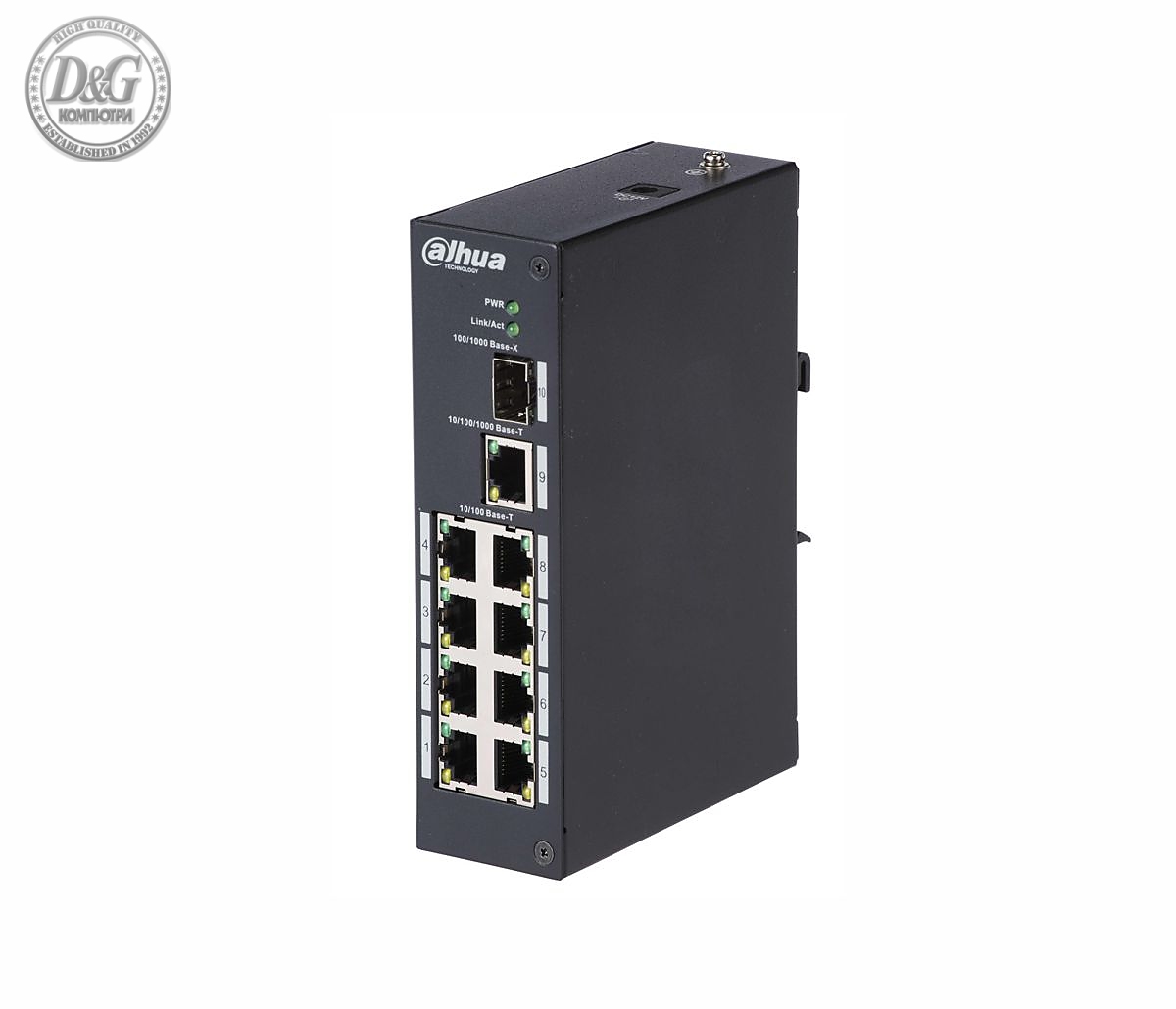 Комутатор Dahua PFS3110-8T, 8FE+1GE+1GE SFP, неуправляем