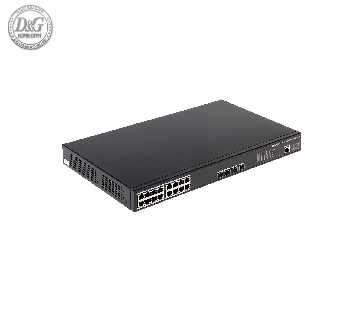 Комутатор Dahua PFS4420-16GT-250, 16GE PoE+, 4GE, L2 web управление, 250W