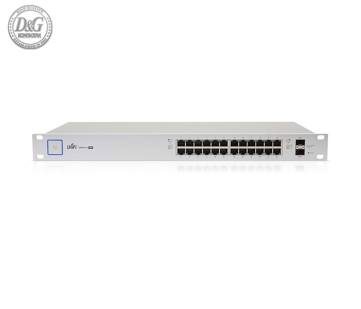 Комутатор Ubiquiti US-24-500W, 24-портов Gbit PoE+, 2xSFP слота, 500W, управляем