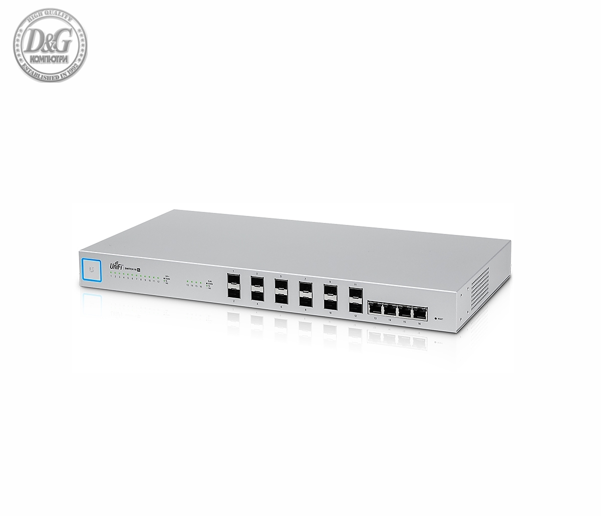 Комутатор Ubiquiti US-16-XG, 12 x SFP+, 4 x RJ45 10GbE, up to 160Gbps, Rack-Mount, UniFi