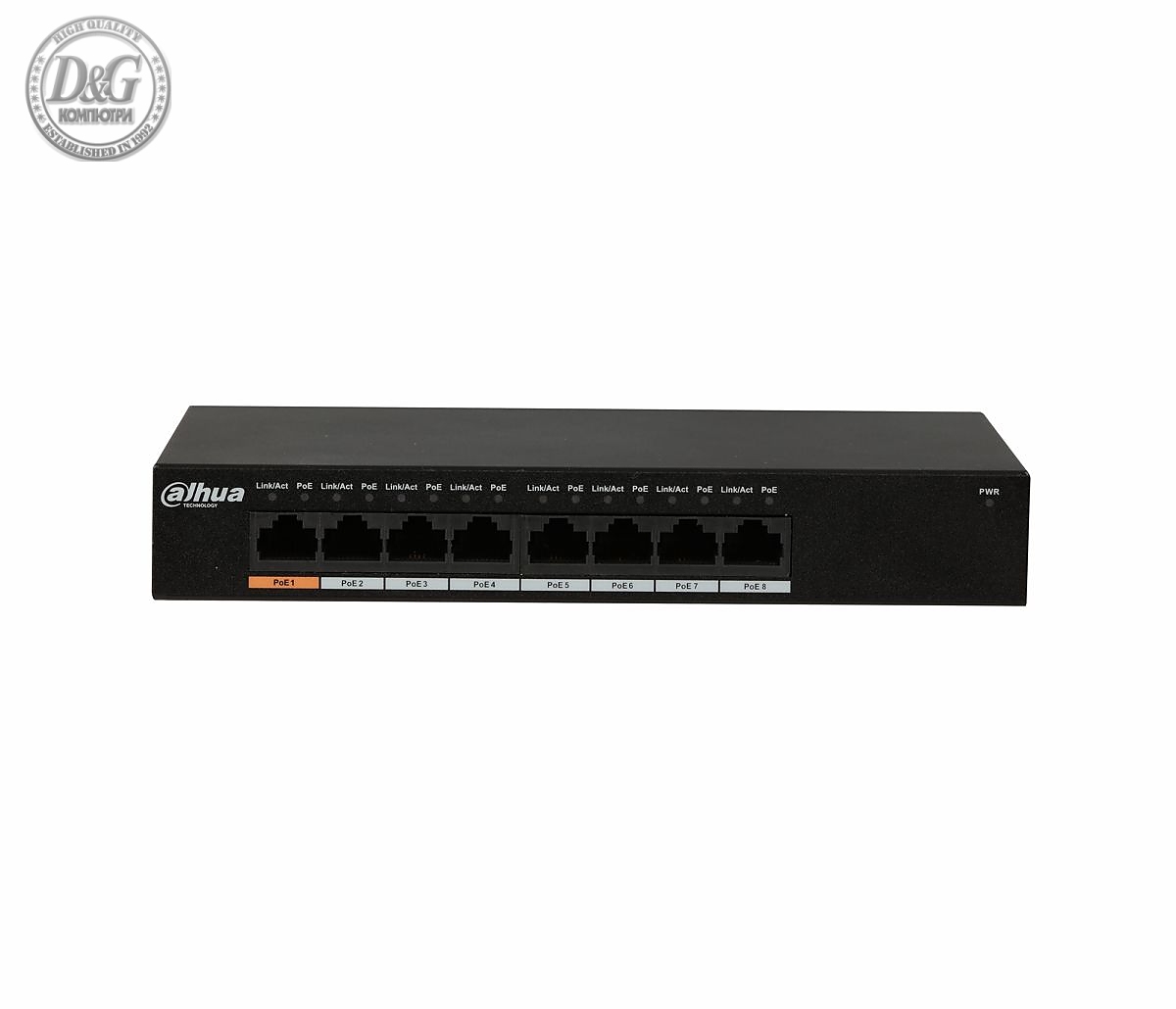 Комутатор Dahua PFS3008-8GT-96, 4GE PoE+4GE, Hi-PoE, неуправляем, 96W