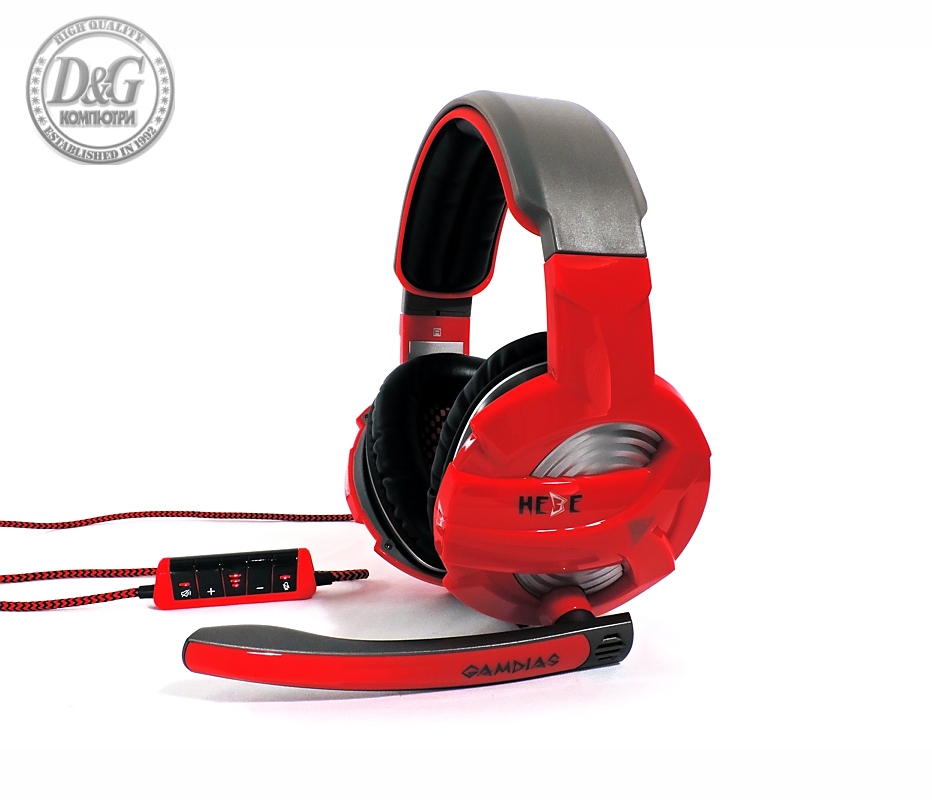 Жични Gaming Слушалки, Gamdias, HEBE GHS2300-USB, Red/Black, USB 2.0