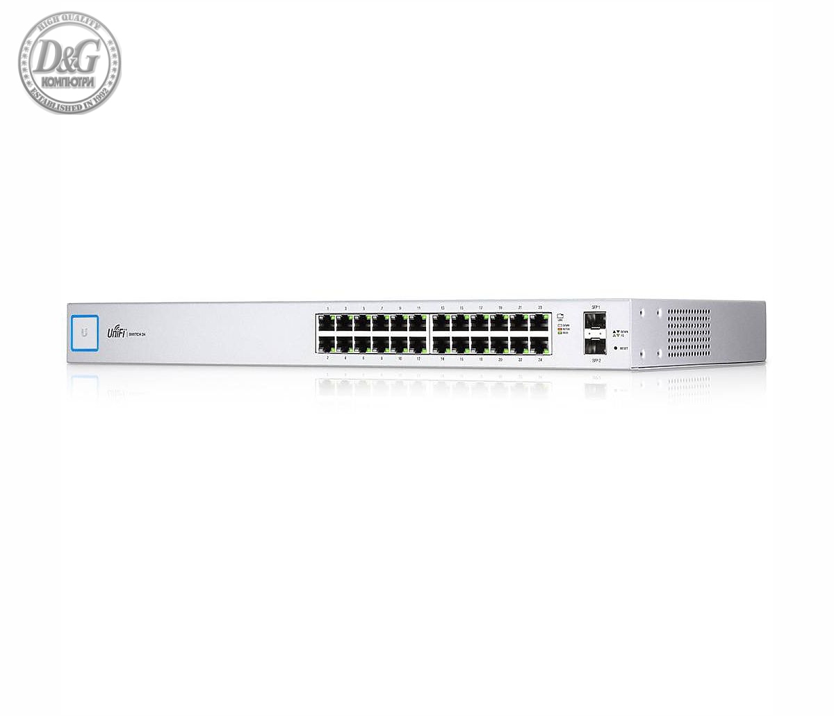 Комутатор Ubiquiti US-24, 24-портов Gbit, 2xSFP слота, управляем, рак монтаж 1U