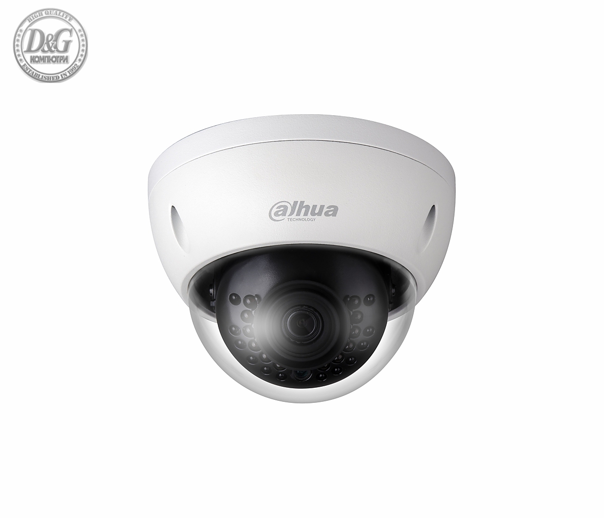 Камера Dahua IPC-HDBW1230E-S-0280B, 2MP, куполна, IP, 1080p, 2,8мм, ден/нощ 30м.,IP67, IK10, PoE