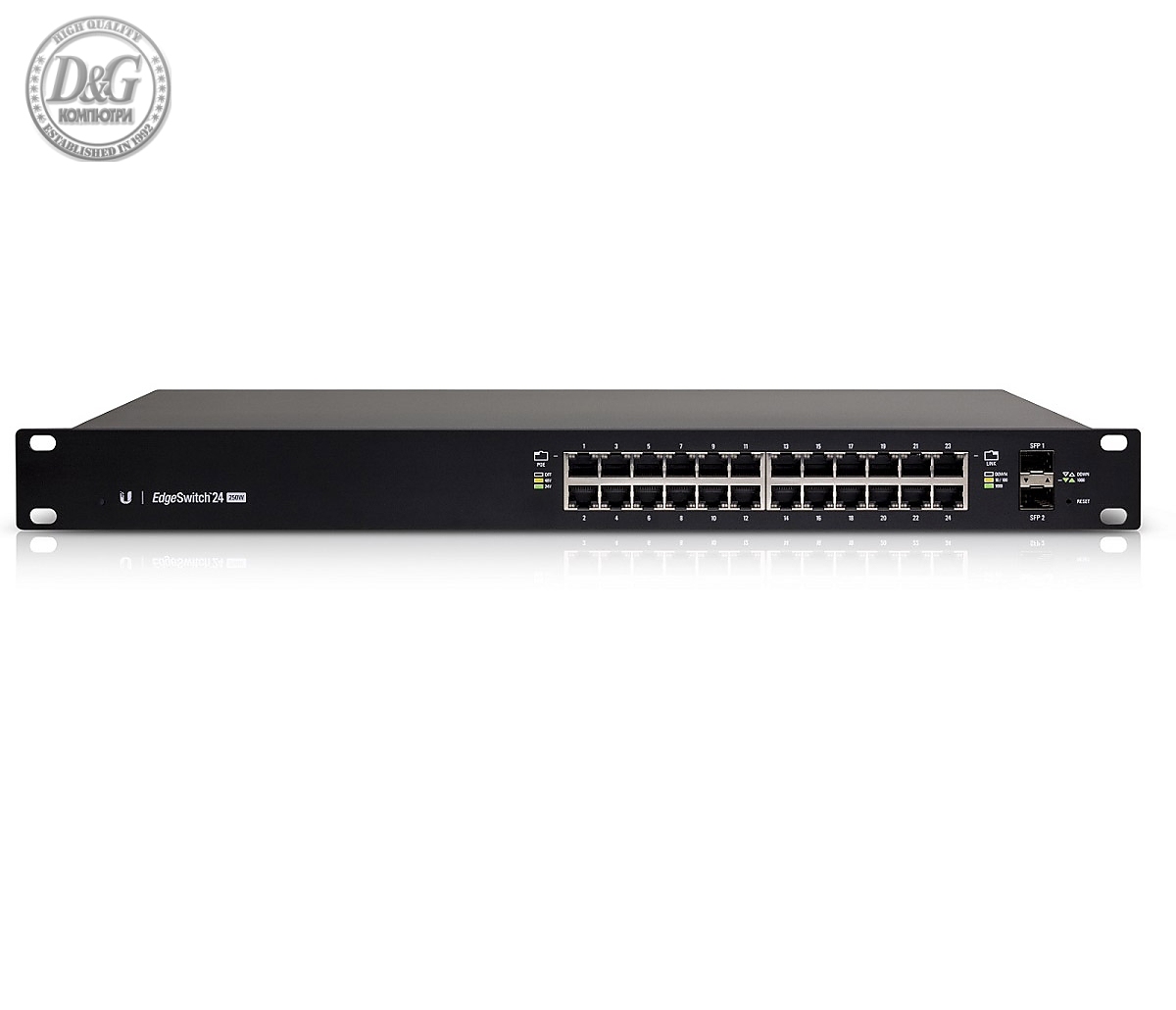 Комутатор Ubiquiti ES-24-250W, 24-портов Gbit PoE+, 2xSFP слота, 250W, управляем