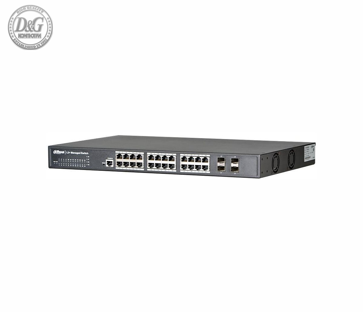 Комутатор Dahua PFS5424-24T, 20GE+4GE SFP(combo), L2+, Web, SNMP, CLI