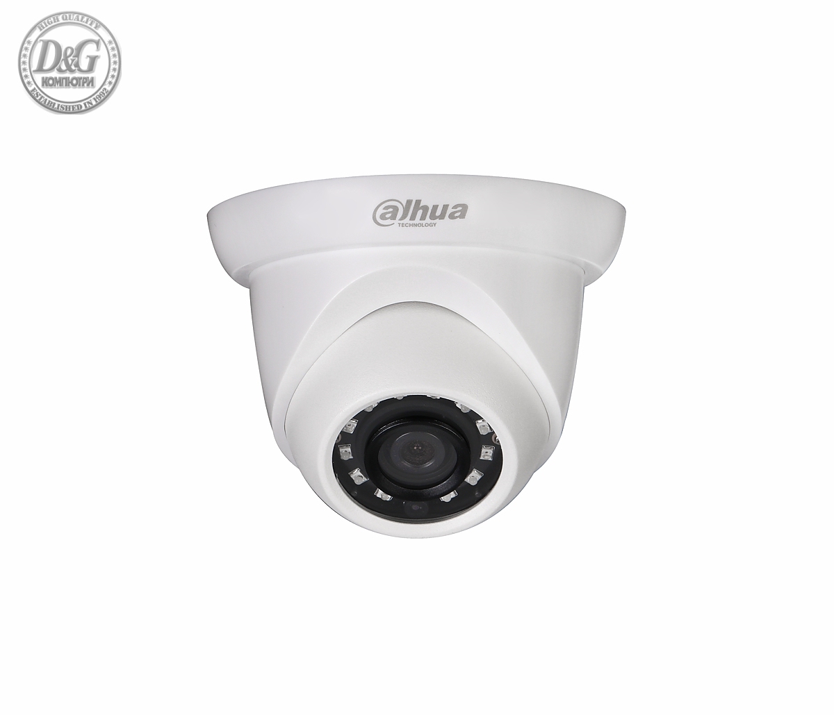 Камера Dahua IPC-HDW1230S-0360B, 2MP, Eyebal, IP, 1080p, 3,6мм, ден/нощ 30м.,IP67, IK10, PoE