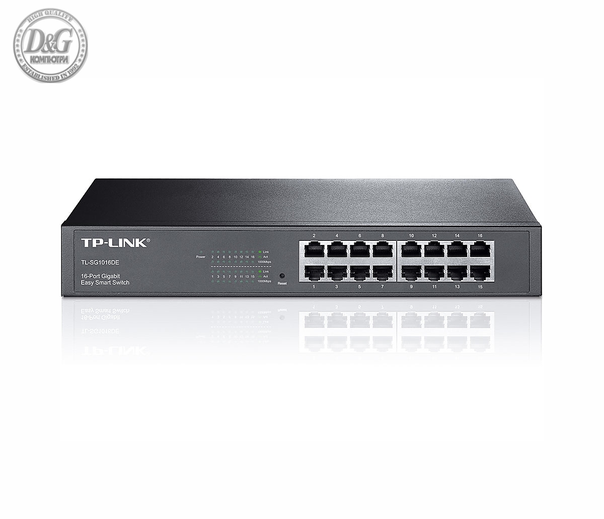 Комутатор TP-LINK TL-SG1016DE, 16х 10/100/1000M RJ45 порта, монтаж в шкаф, управляем