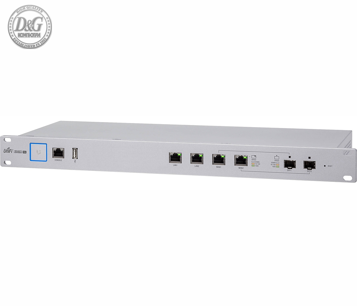 Защитна стена Ubiquiti USG-PRO-4, UnFi, 2xGE RJ45 порта, 2xGE RJ45/SFP порта, Rackmount