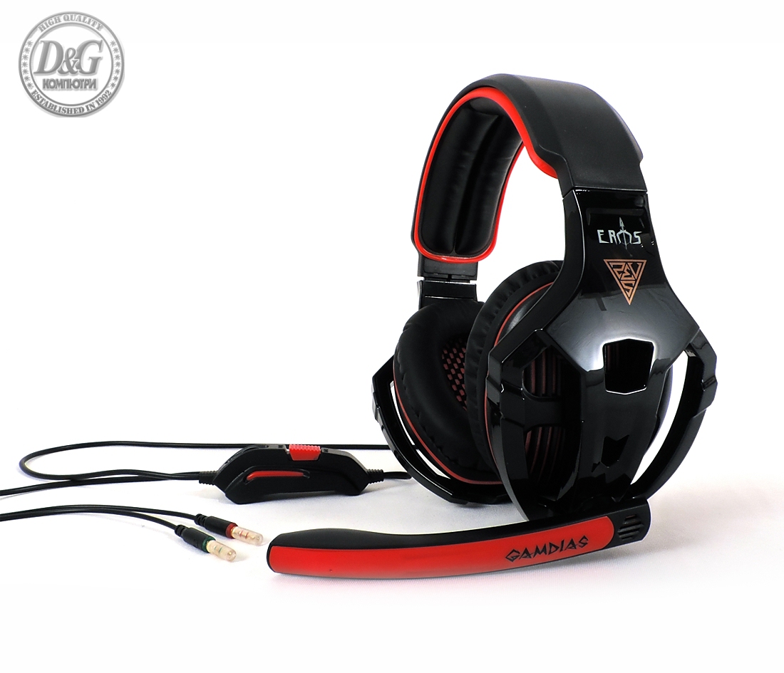 Жични Gaming Слушалки, Gamdias, EROS GHS2200, Black/Red, 3.5mm v1.1