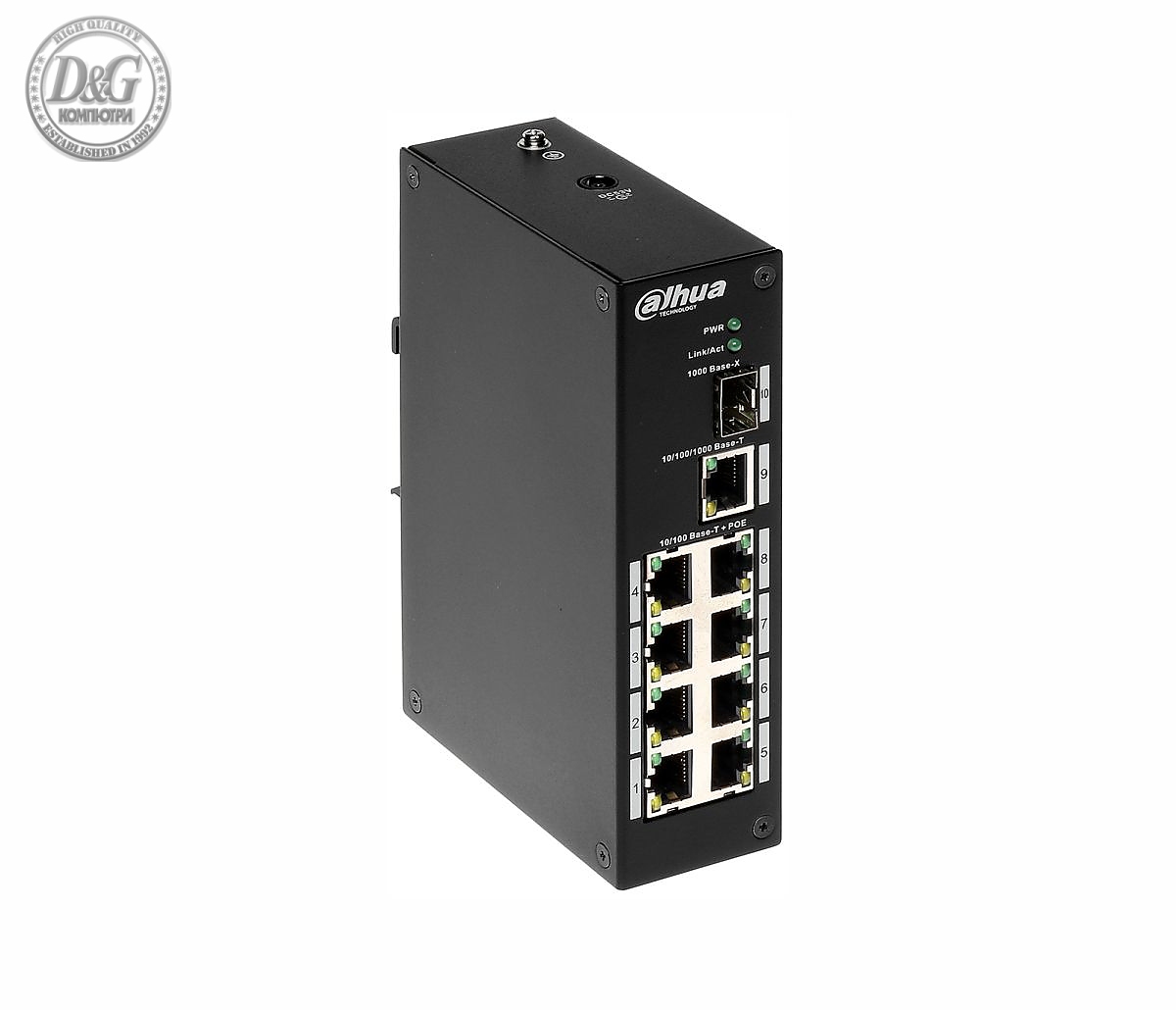 Комутатор Dahua PFS3110-8P-96, 8FE PoE+1GE+1GE SFP, неуправляем, 96W