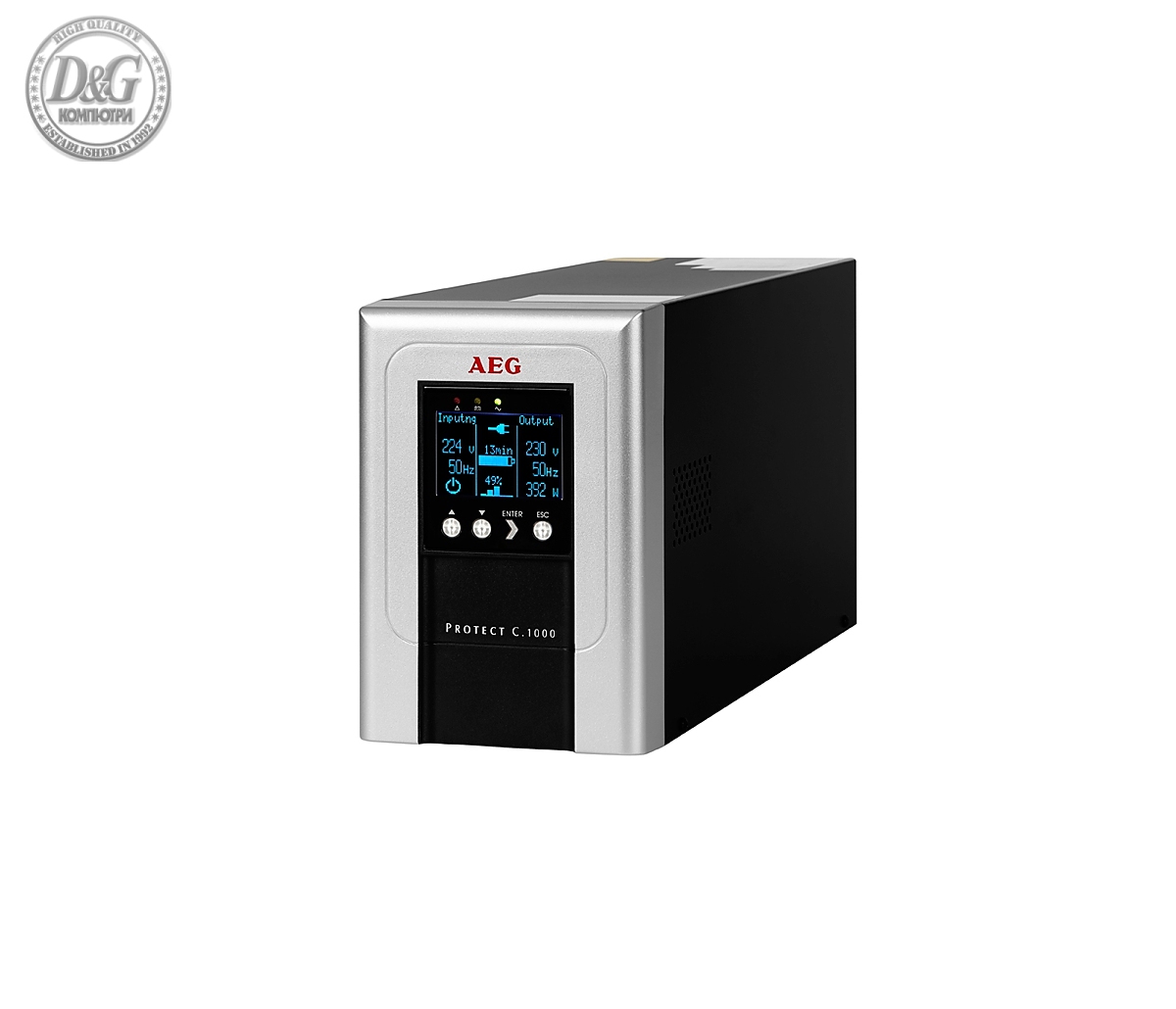 UPS AEG Protect C. 1000VA/ 800W, Online, Tower ТЗИ, LCD