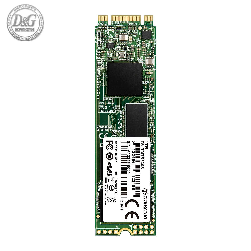 Transcend 1TB, M.2 2280 SSD, SATA3 B+M Key, TLC