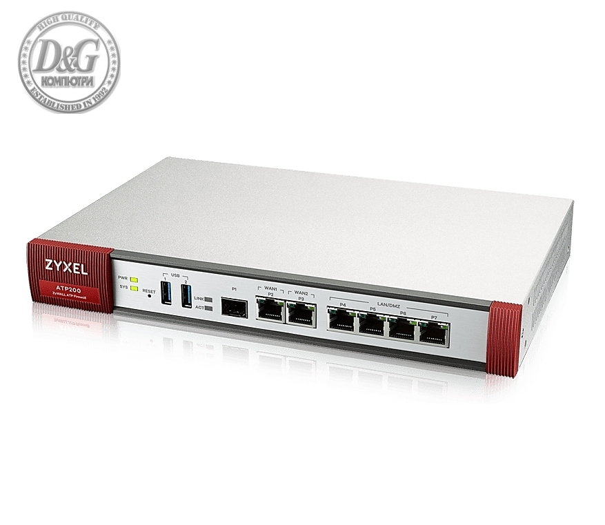 ZyXEL ATP 10/100/1000, 2*WAN, 4*LAN/DMZ ports, 1*SFP, 2*USB with 1 Yr Bundle