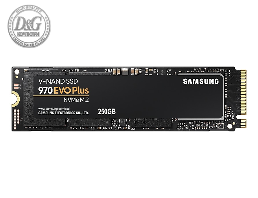 Samsung SSD 970 EVO Plus 250 GB M.2, PCIe Gen 3.0 x4 NVMe 1.3, V-NAND 3-bit MLC, Phoenix Controller, 256-bit Encryption, 512 MB DDR4 SDRAM, Read 3500 MB/s Write 2300 MB/s