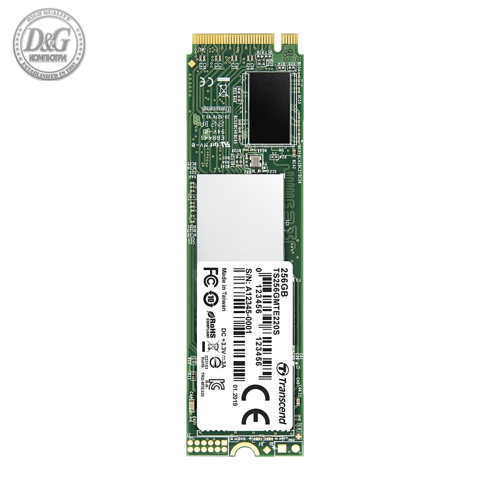 Transcend 256GB, M.2 2280, PCIe Gen3x4, M-Key, 3D TLC, with Dram