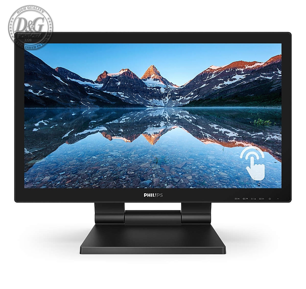 Philips 222B9T, 21.5" Wide TN LED, 2 ms, 1000:1, 50M:1 DCR, 250 cd/m2, 1920x1080@60Hz, Touch, Heigh Adjust, Tilt, USB, D-Sub, DVI, HDMI, DP, Headphone Out, Speakers, Black