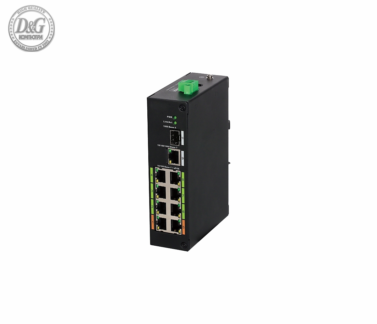 Комутатор Dahua LR2110-8ET-120, 8xFE, 1GbE RJ45, 1xSFP,  ePOE до 800м