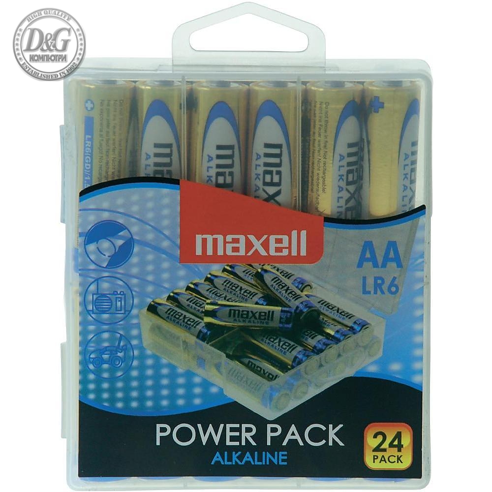 Алкални батерии MAXELL LR6 1,5V AA 24 бр. блистер PVC case