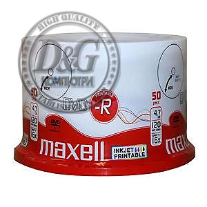 DVD-R MAXELL, 4,7 GB, 16x, Printable, 50 pk cake box