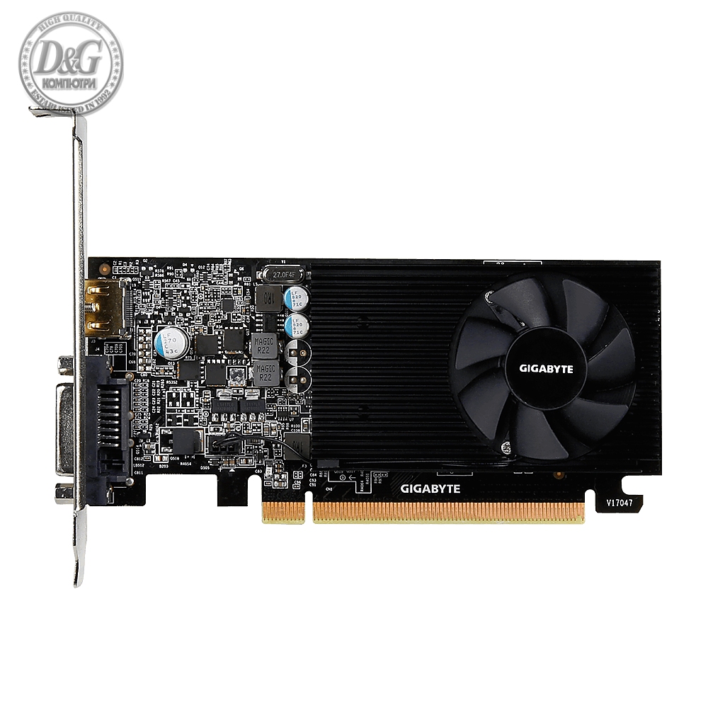 Видео карта GIGABYTE GeForce&reg; GT 1030 2GB GDDR5 64 bit, Low Profile, DVI-D, HDMI