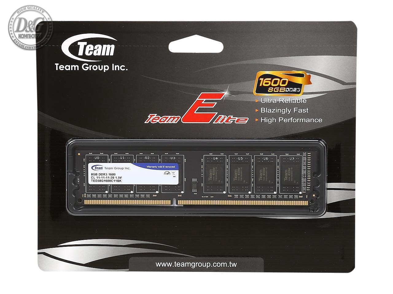 Памет Team Group Elite DDR3 - 8GB, 1600 mhz, CL11-11-11-28 1.5V