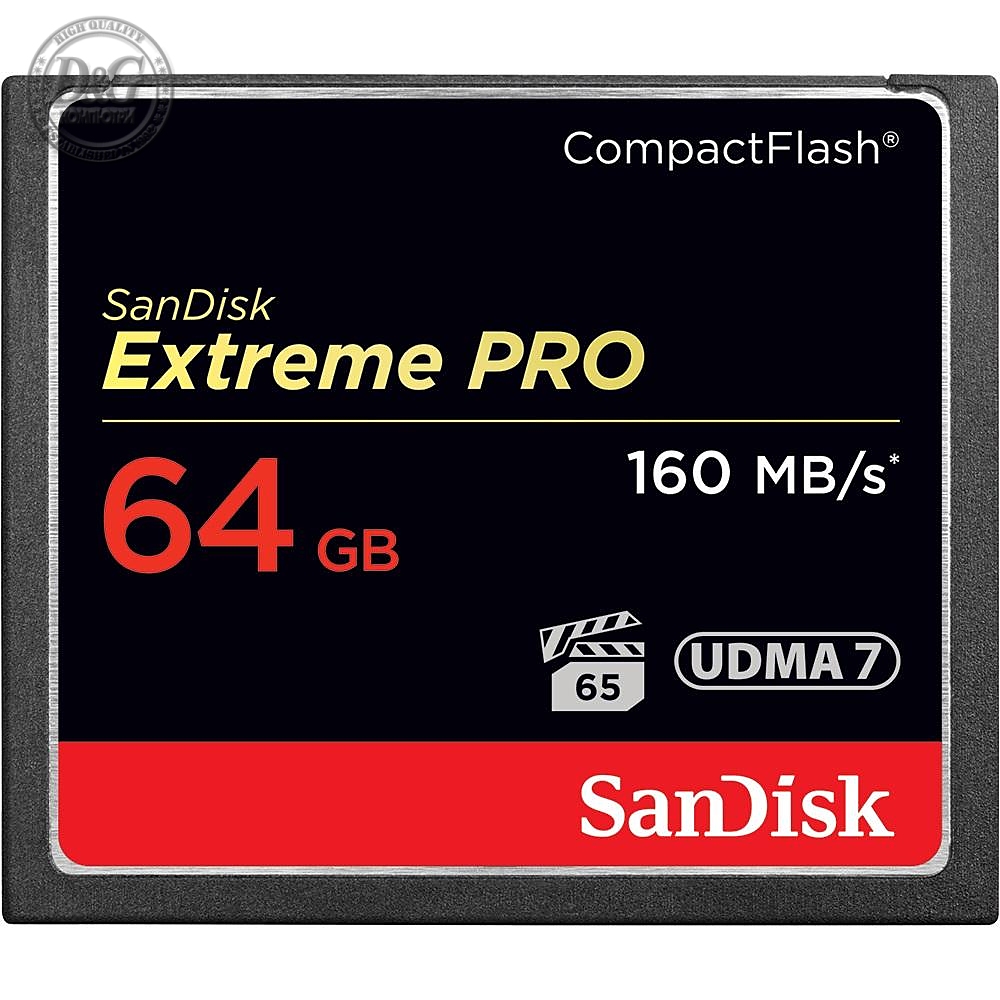 Карта памет SANDISK Extreme PRO, CompactFlash, 64GB, VPG 65, 160 Mb/s